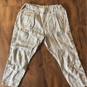 Anthropologie Linen Capris, Perfect Spring/Summer, Navy Stripe, Great Condition